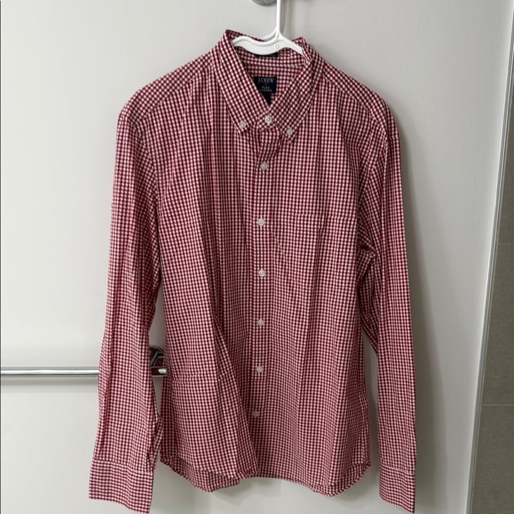 J. Crew Red Casual Button Down Shirt Lightweight Cotton